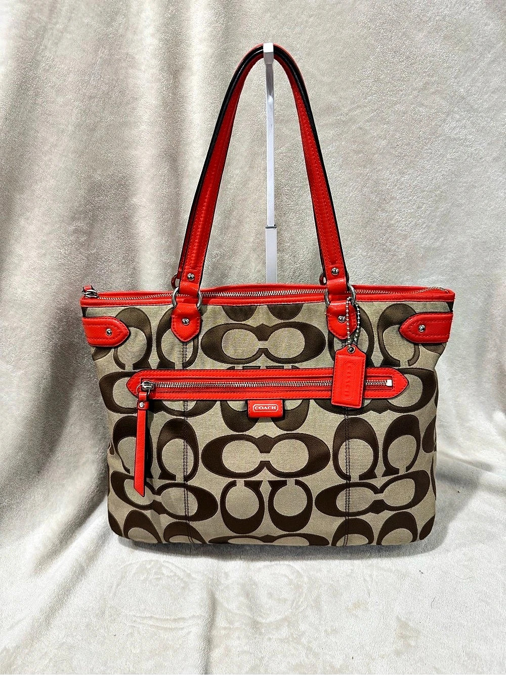 Coach Signature Canvas Tote in Brown & Orange